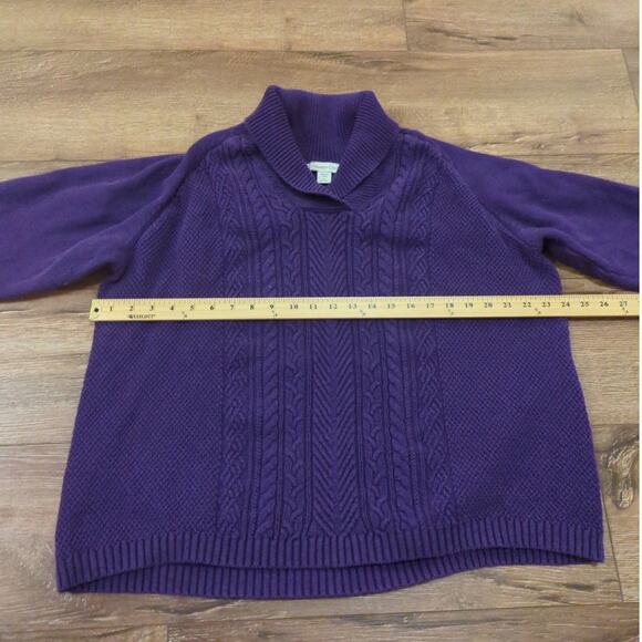 VTG Coldwater Creek Women's XXL Fisherman Sweater Cable Knit Purple Grandma - Picture 5 of 6